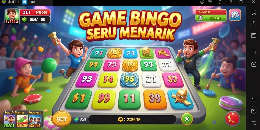 Tampilan gameplay seru Bingo di 9ET yang penuh warna.