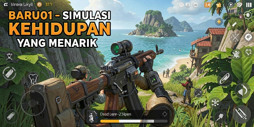 Tampilan gameplay menarik dari BARU01 yang menampilkan simulasi kehidupan.