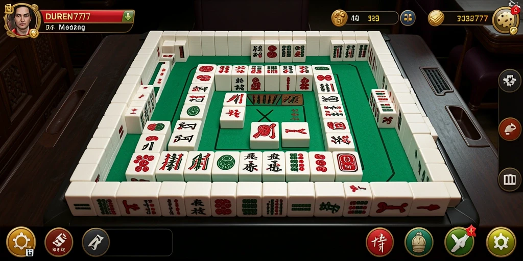 Tampilan gameplay DUREN777 yang menarik dalam permainan Mahjong.