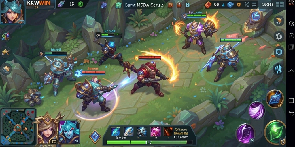 Tampilan gameplay menarik dari KKWIN dalam aksi pertempuran MOBA.