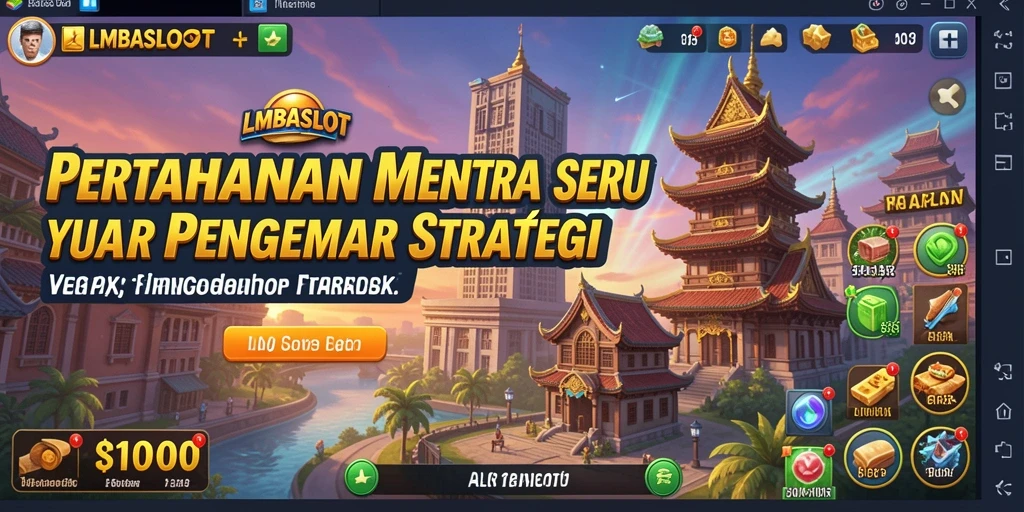 Screenshot utama LMBASLOT menampilkan pertempuran menara yang intens.