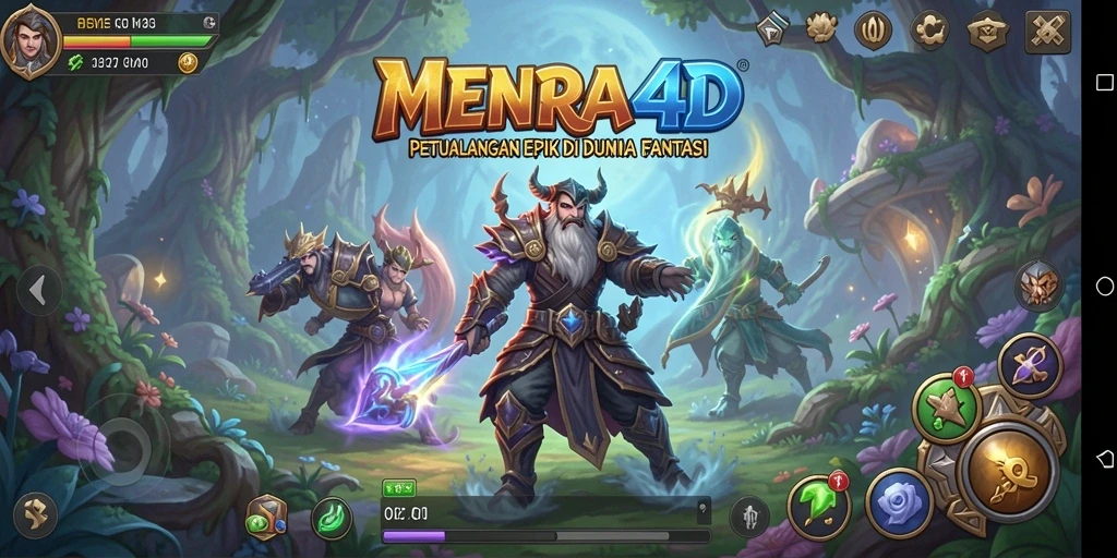Tampilan gameplay MENARA4D dengan pertarungan seru dan lingkungan yang menawan.