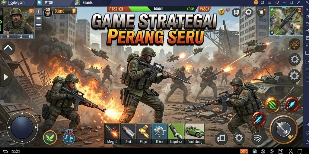Screenshot PT89 menampilkan pertarungan strategi yang intens di dalam game.