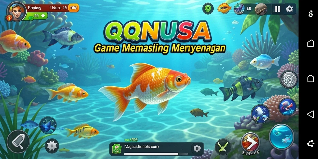 Tampilan gameplay QQNUSA dengan teknik memancing yang menantang dan beragam lokasi.