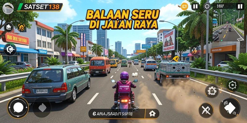 Tangkapan layar gameplay dari SATSET138 yang menunjukkan aksi balapan seru.
